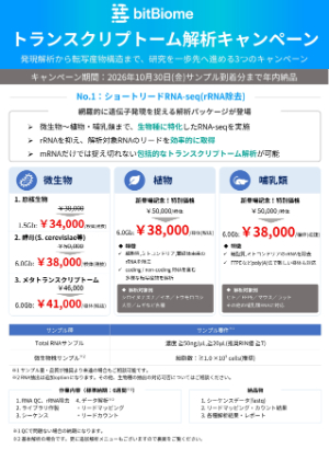 【bitBiome】トランスクリプトーム解析キャンペーン