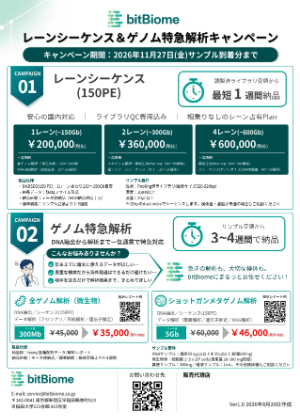【bitBiome】レーンシーケンス＆ゲノム特急解析キャンペーン