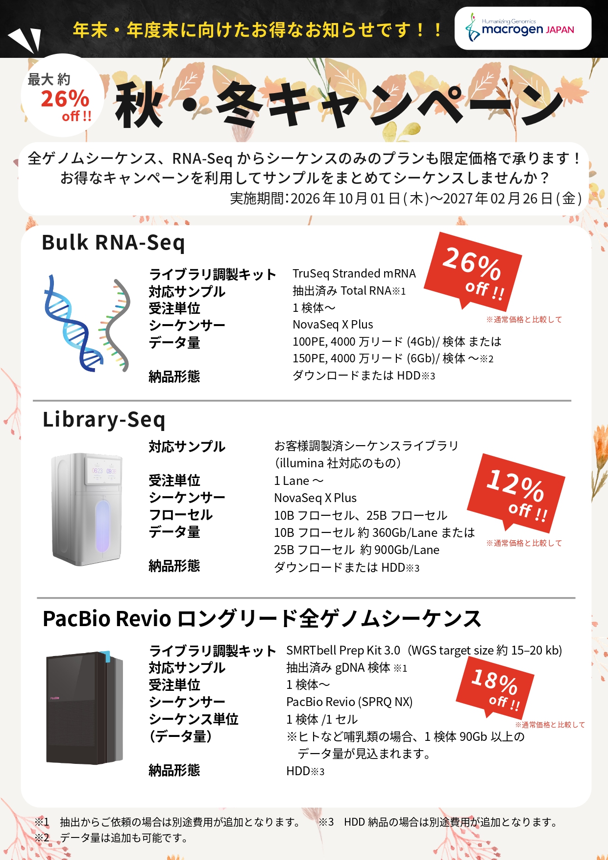 【マクロジェン・ジャパン】2026秋・冬キャンペーン